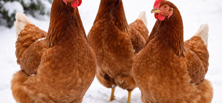 Endlich frei! 🐔🌞 Braune Hühner im Schnee