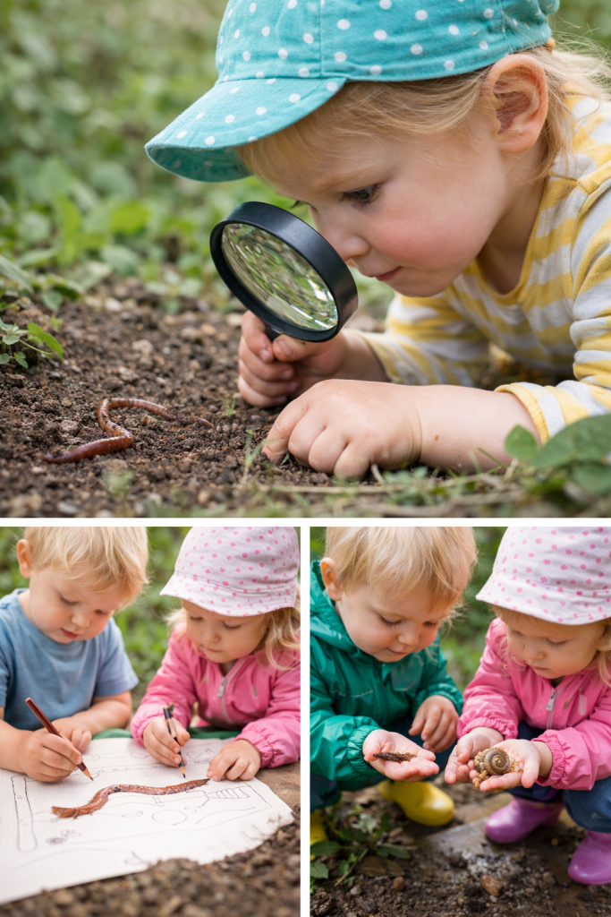 Ein Regenwurm wird beobachtet